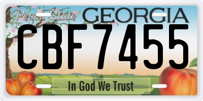 GA license plate CBF7455