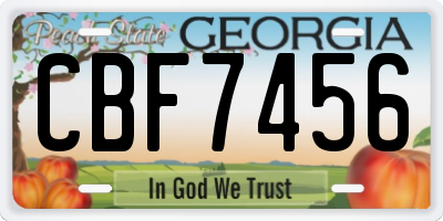 GA license plate CBF7456