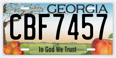 GA license plate CBF7457