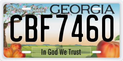 GA license plate CBF7460