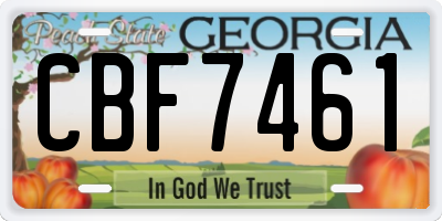 GA license plate CBF7461