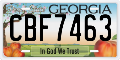 GA license plate CBF7463
