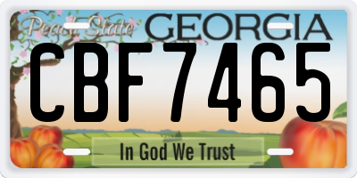 GA license plate CBF7465