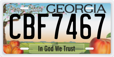 GA license plate CBF7467