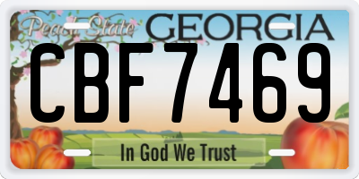 GA license plate CBF7469