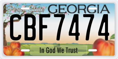 GA license plate CBF7474