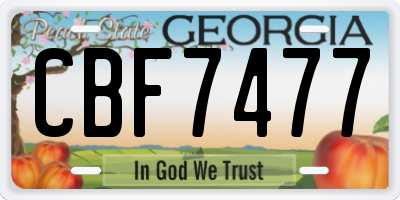 GA license plate CBF7477