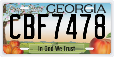 GA license plate CBF7478
