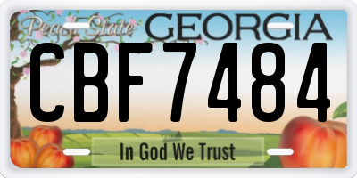 GA license plate CBF7484