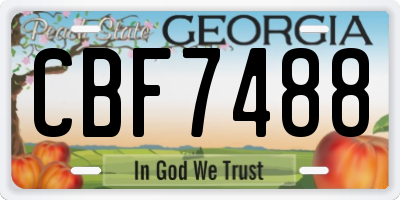 GA license plate CBF7488