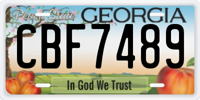 GA license plate CBF7489