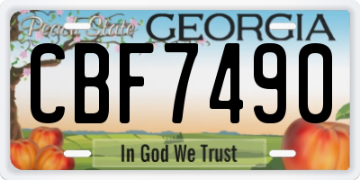GA license plate CBF7490