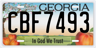 GA license plate CBF7493