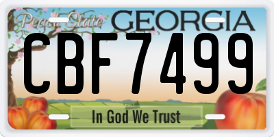 GA license plate CBF7499