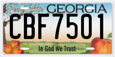 GA license plate CBF7501