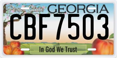 GA license plate CBF7503