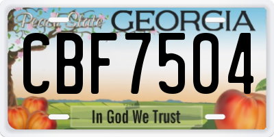 GA license plate CBF7504