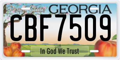 GA license plate CBF7509