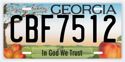 GA license plate CBF7512