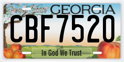 GA license plate CBF7520