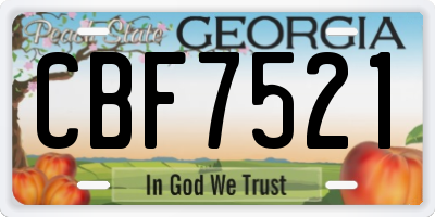 GA license plate CBF7521