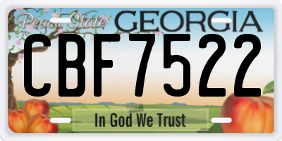 GA license plate CBF7522