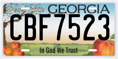 GA license plate CBF7523