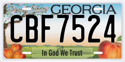 GA license plate CBF7524