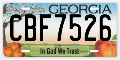 GA license plate CBF7526