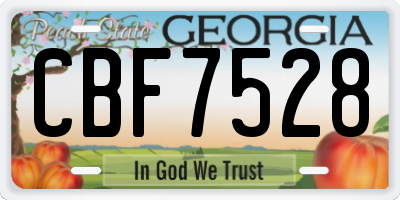 GA license plate CBF7528