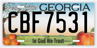 GA license plate CBF7531