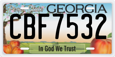 GA license plate CBF7532