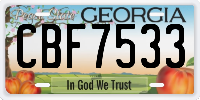 GA license plate CBF7533