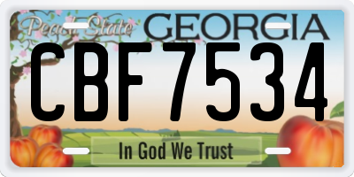 GA license plate CBF7534