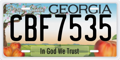 GA license plate CBF7535