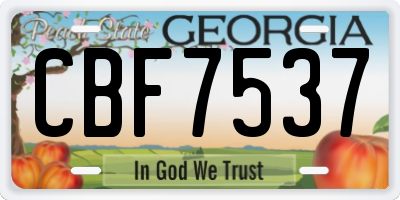 GA license plate CBF7537