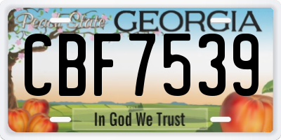 GA license plate CBF7539