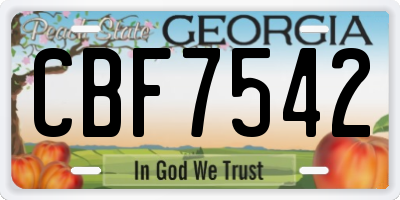 GA license plate CBF7542