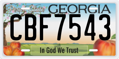 GA license plate CBF7543