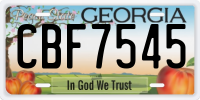 GA license plate CBF7545