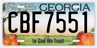 GA license plate CBF7551