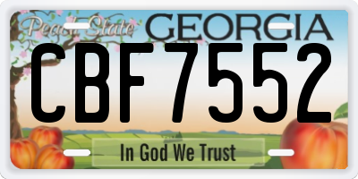 GA license plate CBF7552