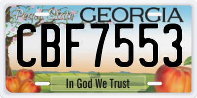 GA license plate CBF7553