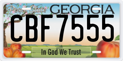 GA license plate CBF7555
