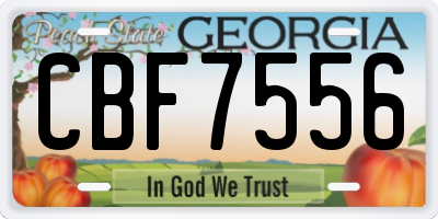 GA license plate CBF7556
