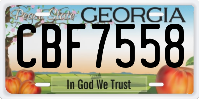 GA license plate CBF7558