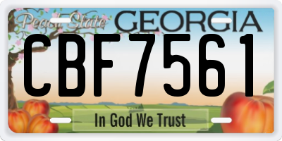 GA license plate CBF7561