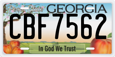 GA license plate CBF7562
