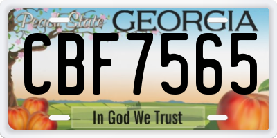 GA license plate CBF7565