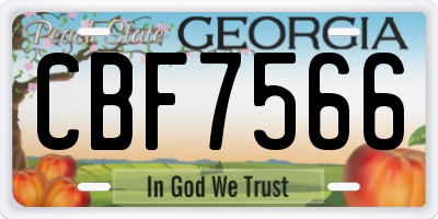 GA license plate CBF7566
